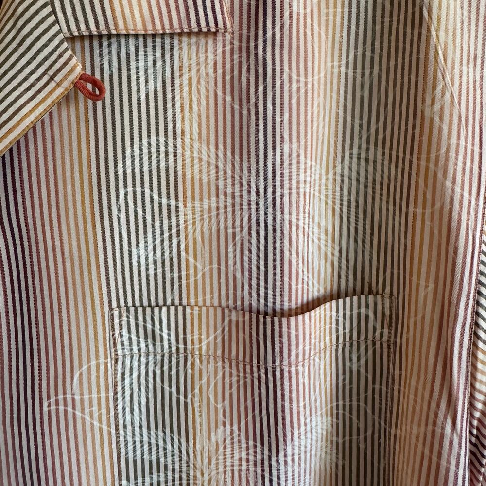 Rare Tommy Bahama 100% Silk Floral Stripe Camp Shirt M - Picture 3 of 7